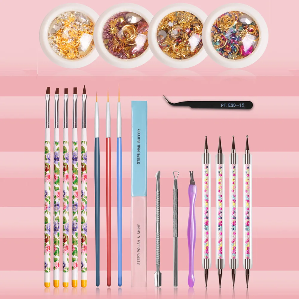 Подарочный Многоцелевой Набор для дизайна ногтей, легко наносится, полоскающая лента, инструмент для раскрашивания, изысканные блестящие стразы, домашний маникюр, мода, сделай сам
