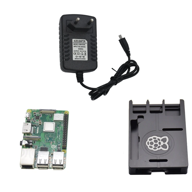 3 в 1 для Raspberry Pi 3 Model B+(Plus)+ алюминиевый корпус с ЧПУ+ 5 В 3A наборы адаптеров питания Eu Plug