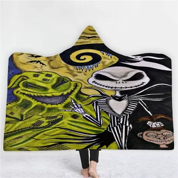 

3D Print The Nightmare Before Christmas Hooded Blanket Movie/Film Fleece Blanket Home Decor Blanket Cartoon Jack Throw Blanket