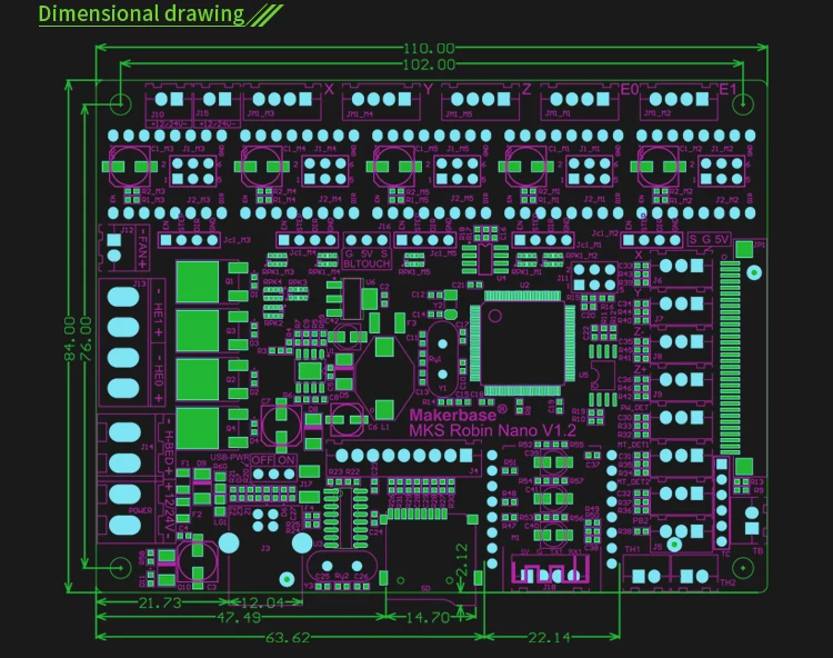 placa de controle da impressora makerbase mks robin nano suporte tft polegada tela sensível ao toque