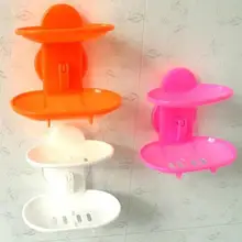 Bathroom Double Layers Strong Sucker Soapbox Soap Draining Holder Soap Dish nice