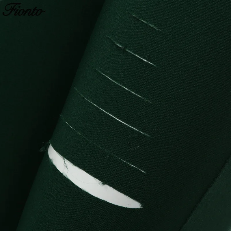 Новые рваные джинсы FIONTO для женщин джоггеры брюки большого размера Стрейчевые