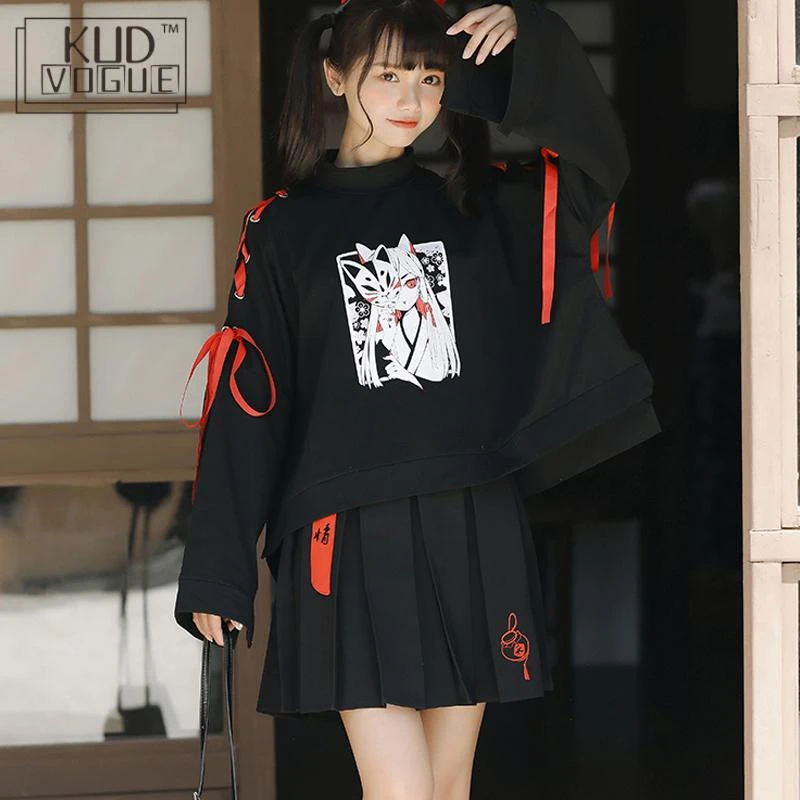 Pautas entusiasmo Perspicaz Sudadera con capucha de Anime para mujer, suéter negro, estilo gótico,  Harajuku, Kawaii, cómic, japonés|Sudaderas con capucha y sudaderas| -  AliExpress
