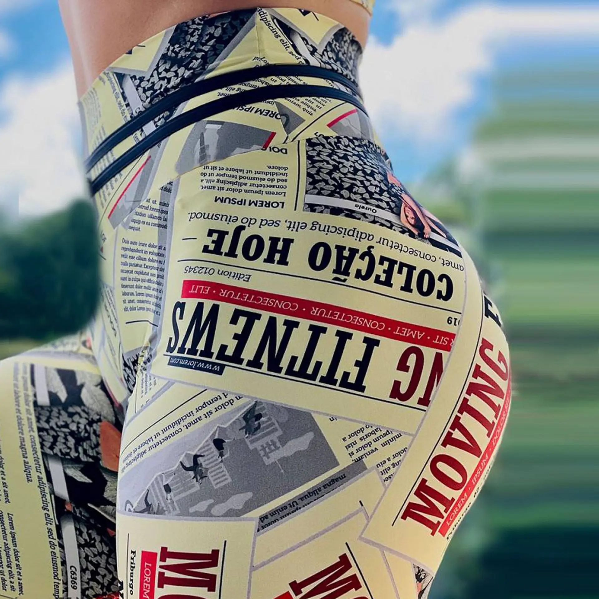 Леггинсы для фитнеса с высокой талией эластичные принтом спорта бега эффектом