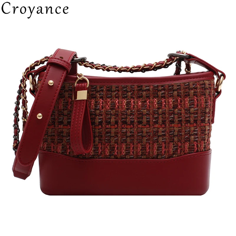 

Croyance Women's Designer Handbag Fashion Shoulder Bags High quality Wool Female Totes Girl Bucket Messenger Bag