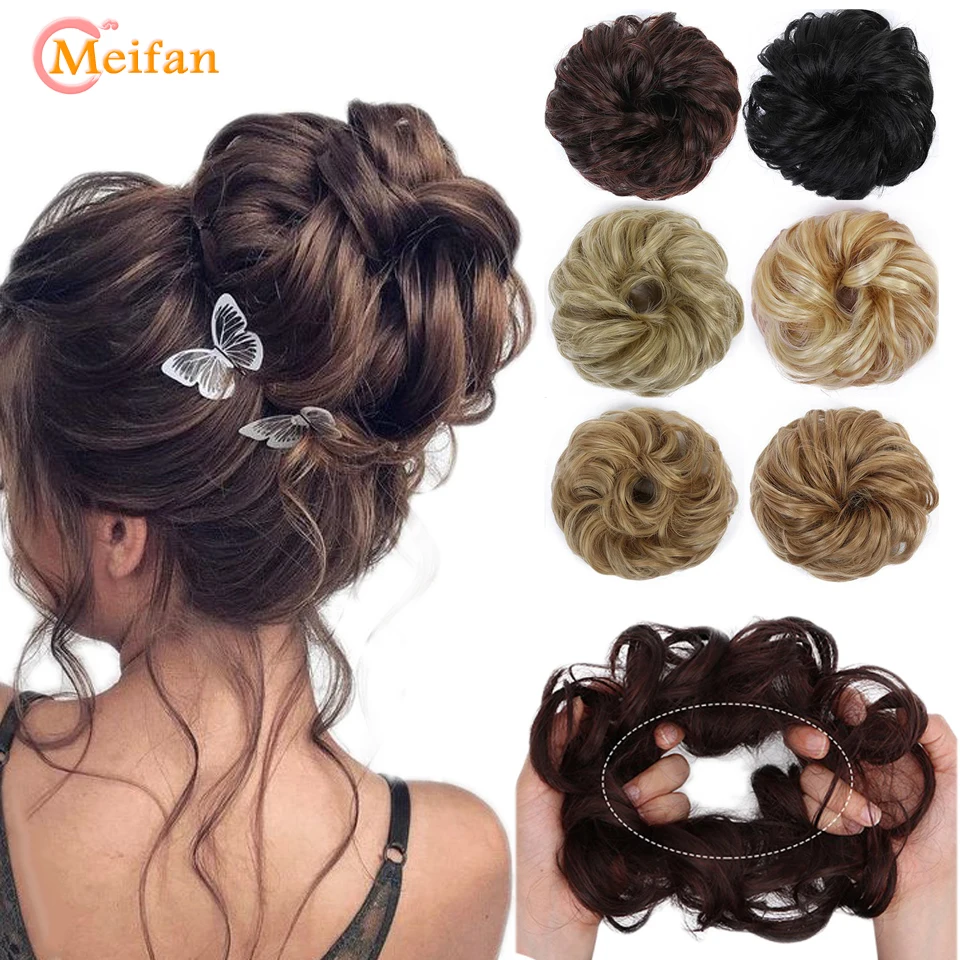 MEIFAN, для девочек, кудрявые резинки, эластичные шиньон с резинкой, коричневый, серый, синтетические волосы, кольцо, обруч для волос, пучок, конский хвост