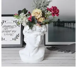 

CERAMIC ART PORTRAIT DAVID BUST SCULPTURE PLANT GREEN FLOWER VASE POT DESKTOP DECORATION FLOWER ARRANGEMENT HOME VASE DECORATION