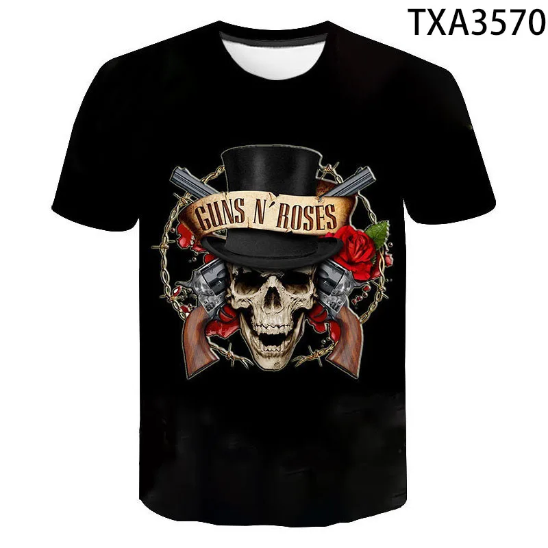 2020 новая футболка с 3D принтом Guns N Roses Band для мужчин и женщин детская модная