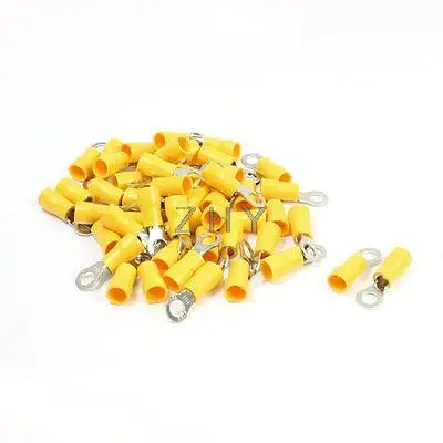 

50Pcs RV5.5-5 Ring Tongue Type Pre Insulated Terminals Yellow for AWG 12-10