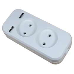Enhanced Product Title: 

Portable Power Strip with EU Plug: Dual USB Ports, 1200W Capacity - White color