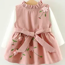 Bébé filles ensembles nouvelles filles fleur gilet jupe + chemise de fond deux ensembles enfants vêtements enfant en bas âge bébé filles vêtements ensembles(China)