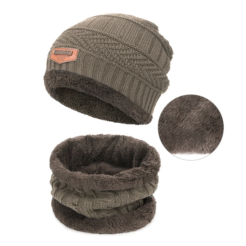 

Children Winter Warm Knitted Hat Cap with Scarves Thickened Wool Hat&Scarf 2 Pieces Winter Accessories Boys Girls