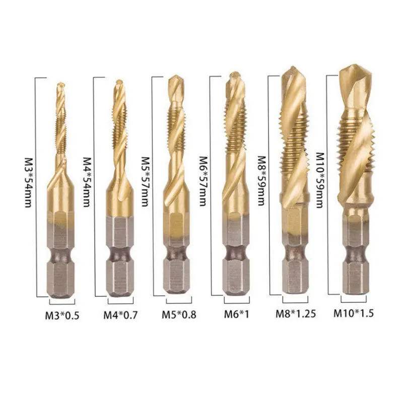 High Speed Steel Hexagonal Shank Composite Screw Tap / Triad Multifunctional Screw Tap