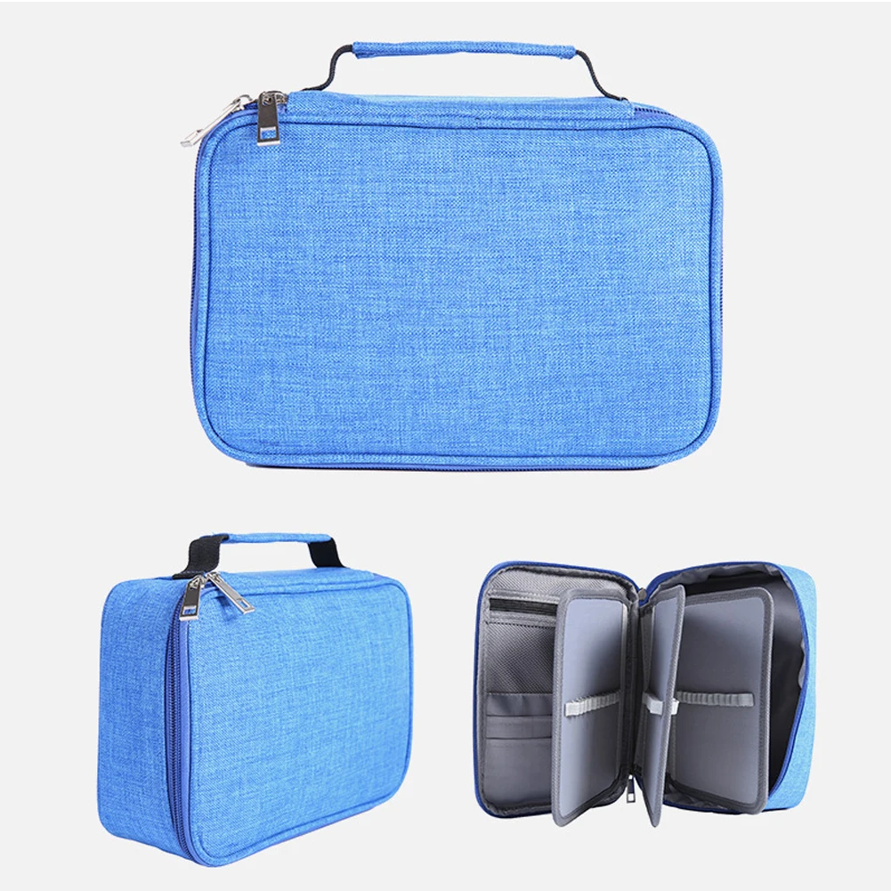 Stationery Organizer Student Multifunctional Large Capacity Zipper 72 Slots Holder Jewelry Pencil Case With Handle Pouch Solid