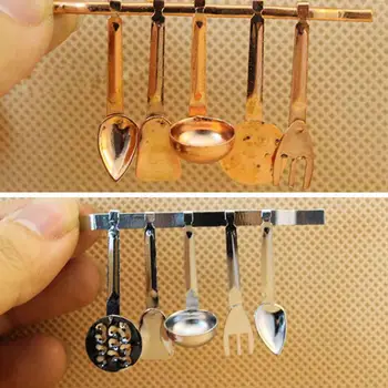

Mini Kitchen Ware Spatula Spoon Tools Set for 1/12 Dollhouse Miniature Kids Toy