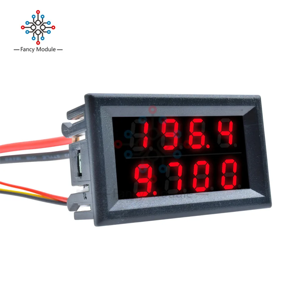 Digital DC Voltmeter Ammeter 4 Bit 5 Wires 200V 10A Voltage Current Meter Power Supply Red LED Dual Display | Инструменты