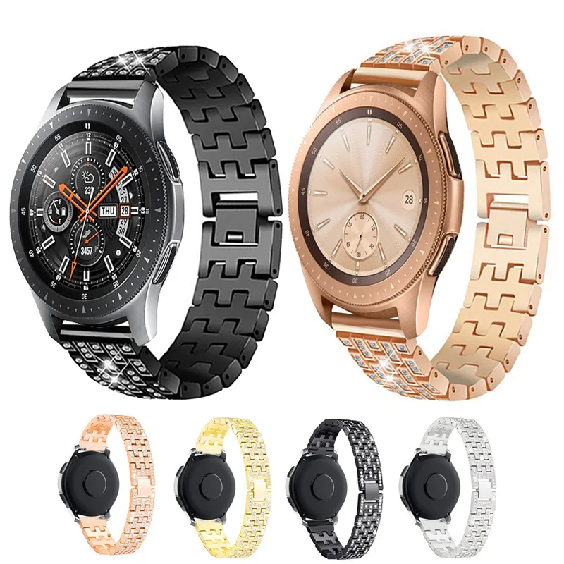 

Stainless Steel Watchband for Samsung Galaxy Watch Smart Watch Band with Rhinestone 42mm 46mm Folding Buckle