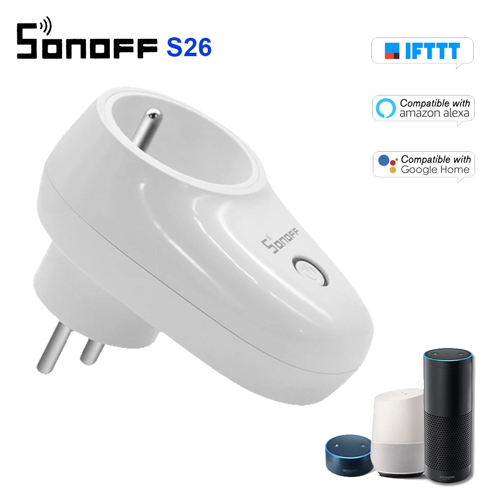 Sonoff S26 WiFi умная розетка беспроводной штекер розетки переходник с дистанционным управлением умный переключатель работа для Alexa Google Assistant