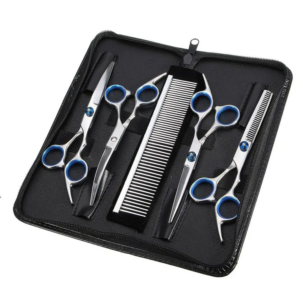 5pcs/Set Stainless Steel Pet Dogs Grooming Scissors Suit Hairdresser  Scissors For Dogs Professional Animal Barber Cutting Tools - AliExpress