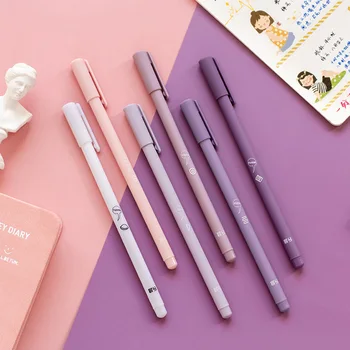 

6 Pcs/Box Simple 0.5mm Black Ink Neutral Pen Cute Gel Pen Set For Kids School Office Writing Supplies Korean Stationery