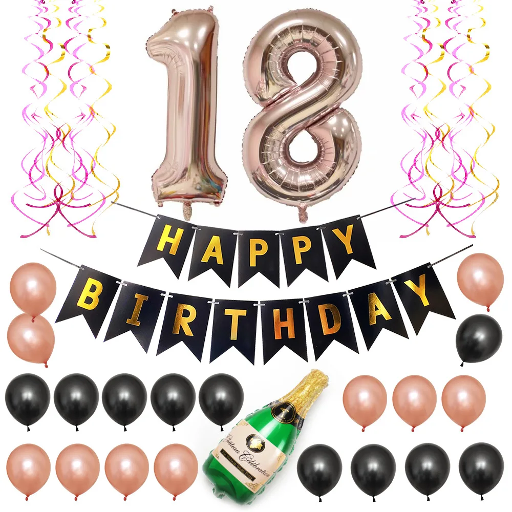 

Happy Birthday Anniversary Party Decorations Adult Balloons Foil Number 18 21 30 60 Balloon Happy Birthday Banner Party Backdrop