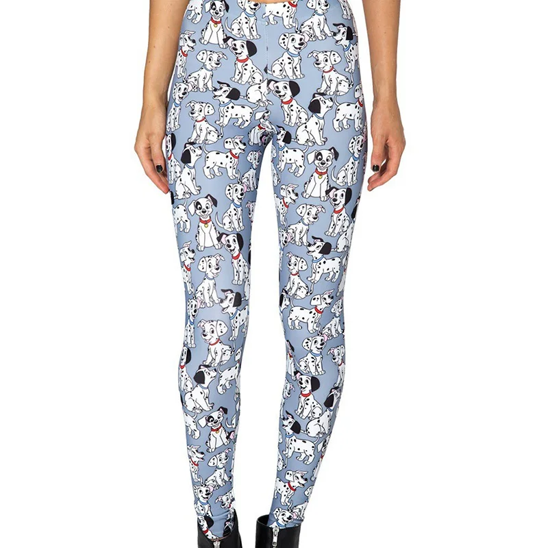 

Леггинсы женские с принтом, милые джеггинсы с белыми собаками, штаны с принтом