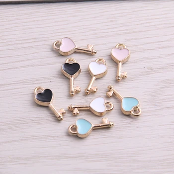 

SWEET BELL 10pcs 7*16mm Four Color Alloy Metal Drop Oil Small Key Charms Pendant For DIY Bracelet Necklace Jewelry Making