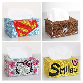 

XINE Smiley bear cat Diamond painting DIY roll tissue box storage box cartoon Animal diamond Children's cross stitch gift