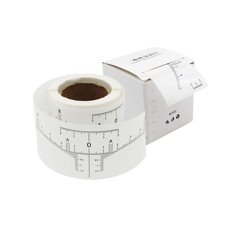Цвет: желтый 50 Pcs Microblading Disposable Accurate Tattoo Ruler Sticker Stencils Eyebrow Shaping Tool - Цвет: Цвет: желтый
