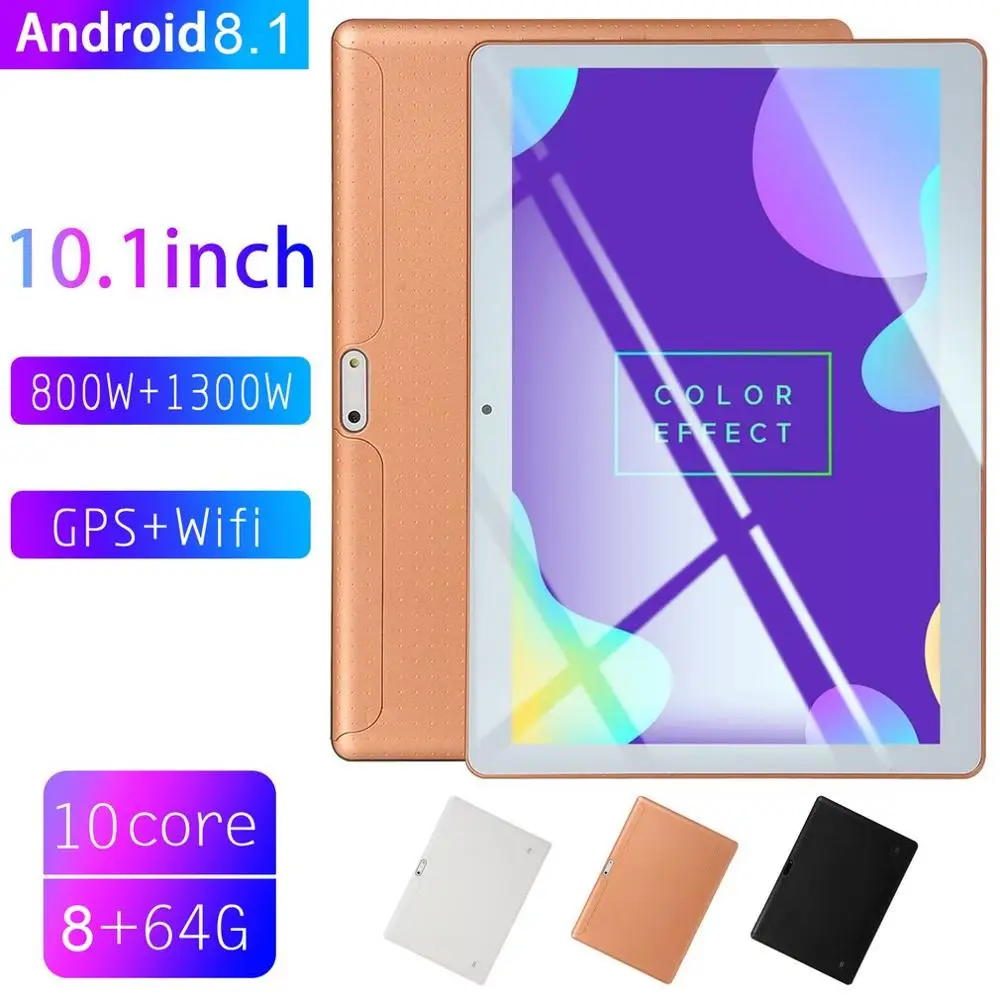KT107 планшет с круглым отверстием 10,1 дюймов HD большой экран Android 8,10 версия модный портативный планшет 8G+ 64G белый планшет