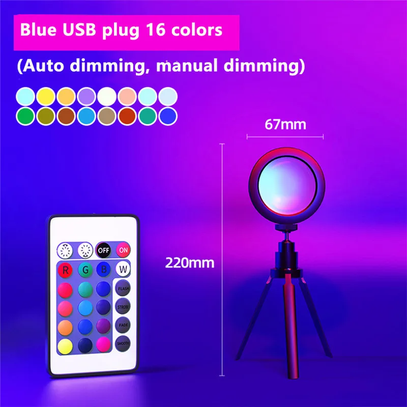 led night light Bracket Sunset Lamp USB Rainbow Projector Button Switch Remote Control Atmosphere Night Light Home Decor Photography Light dinosaur lamp Night Lights