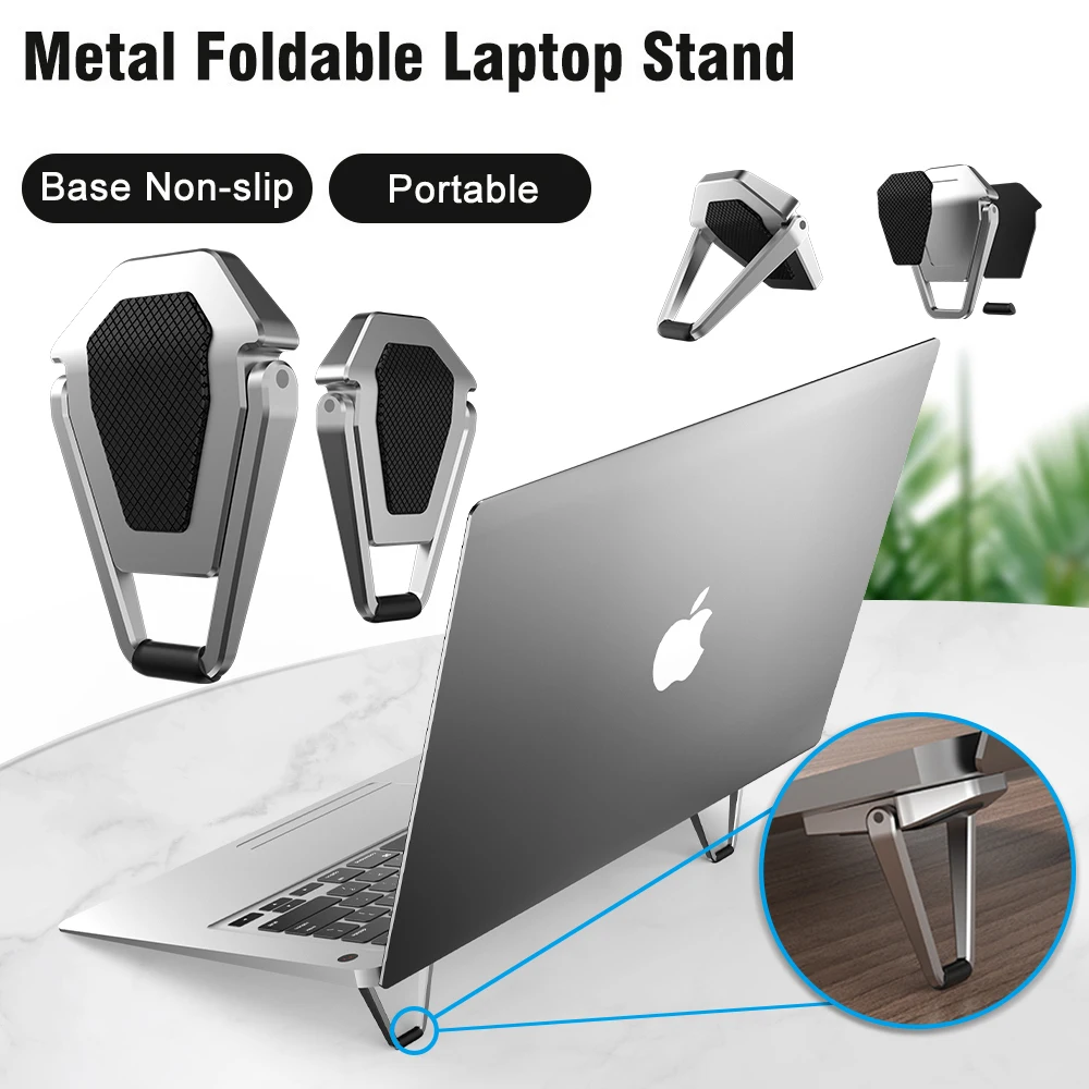Soporte plegable de Metal para ordenador portátil, Base antideslizante de escritorio, soporte de refrigeración para Macbook Pro Air DELL, accesorios