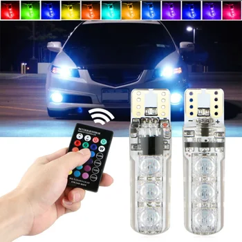 

Parts LED Car Lights 4 modes 2Pcs RGB LED Multi Color Wedge Motorcycle