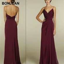 Сексуальные бордовые вечерние платья с открытой спиной, платья для выпускного вечера, v-образный вырез, ремни, вечернее платье на заказ, Vestido de noite