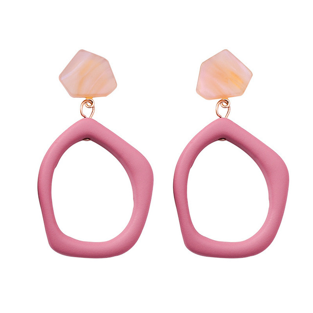 New Korean Acrylic Pink Geometric Earrings for Women Cute Romantic Round Flower Heart Candy Color Fashion Jewelry Brincos