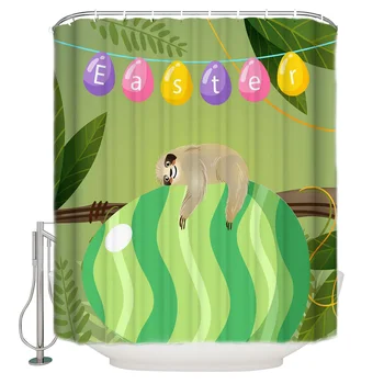 

Easter Day'S Green Egg Sloth Bathroom Shower Curtain Home Decoration Bathroom Accessories Shower Curtain