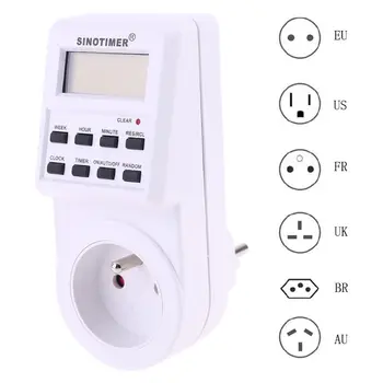 

Digital Timer Socket 220/110V Weekly Programmable AU/BR/EU/FR/UK/US Plug Switch 37MD
