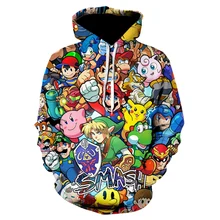 Новинка года; сезон осень; стильные толстовки с 3D-принтом «Супер Марио»; толстовка с капюшоном с 3d принтом «Покемон»; Повседневный пуловер с забавными лекарствами; куртка; пальто