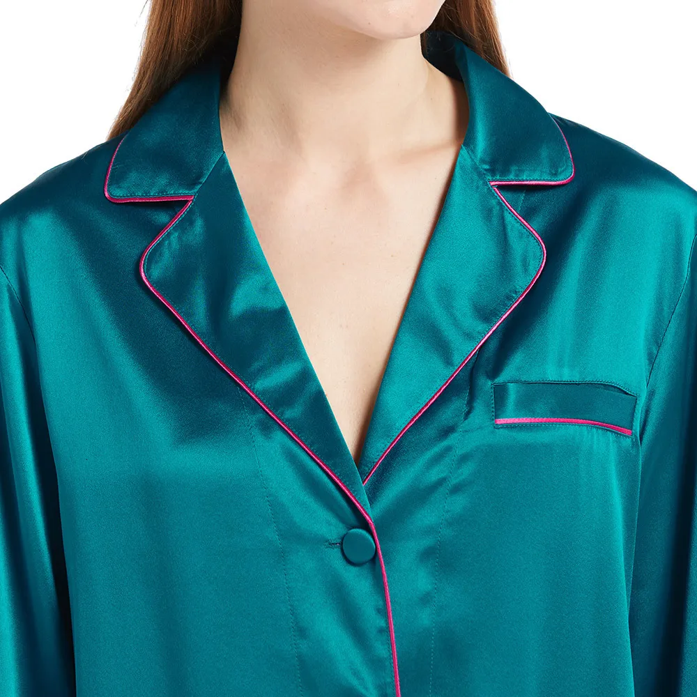 LilySilk ночная рубашка шелковая с контрастной отделкой 22 Momme распродажа