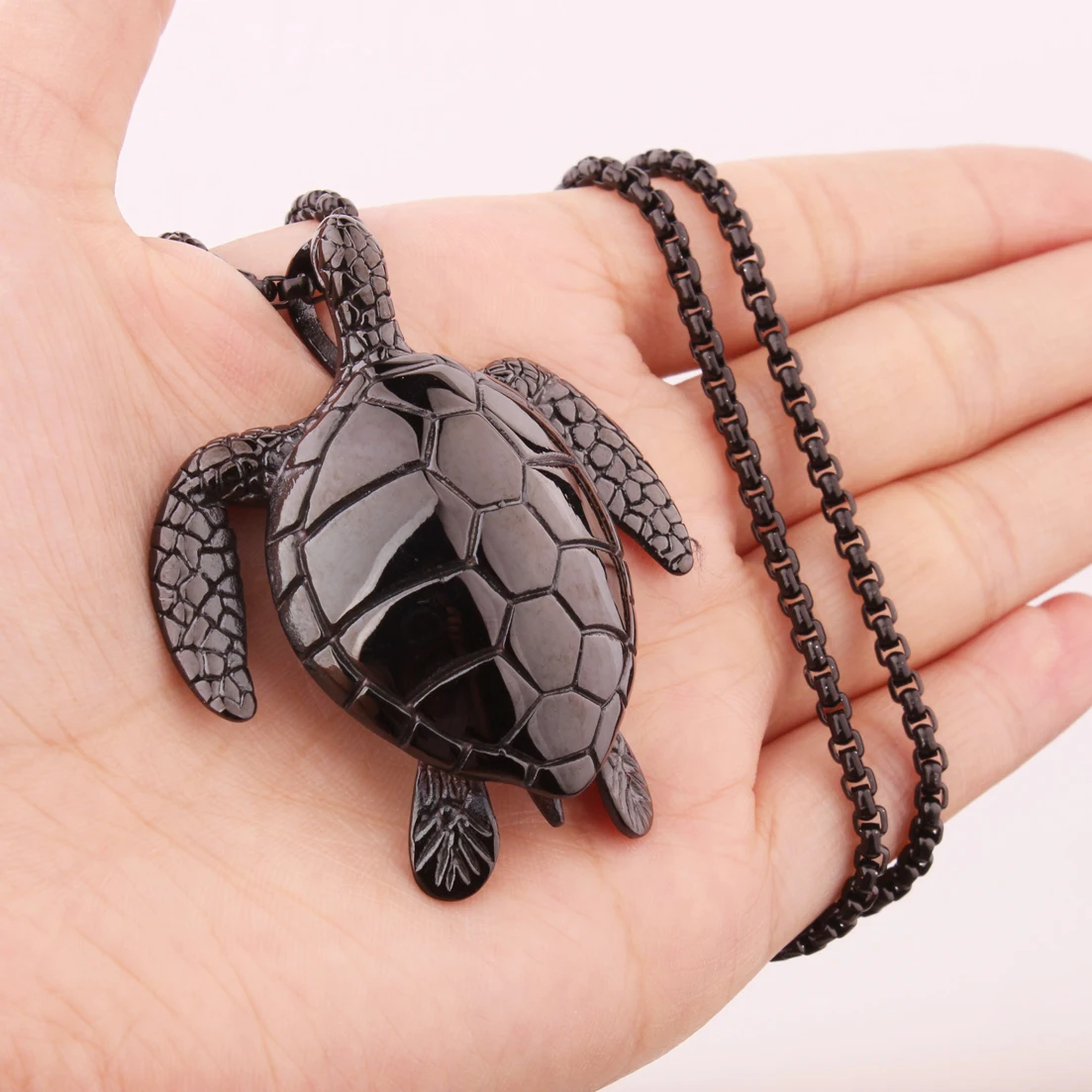 New Trendy Sea Turtle Pendant Necklace Fashion Stainless Steel Animal Cute Accessories Party Gift Four Colors Wholesale