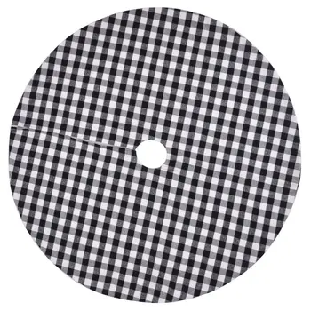 

48 Inch Black White Lattice Christmas Tree Skirt Base Floor Mat Cover Ornament