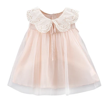 

Baby Girl Princess dresses voile Bow Lace Party a-line above knee mini Dress sleeveless christening gown Clothes summer A40