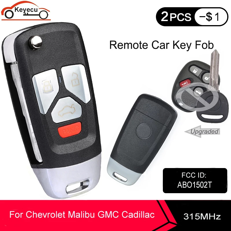 

KEYECU Upgraded Flip Remote Car Key Fob for Buick Cadillac Chevrolet GMC 315MHz ID46 Chip FCC ID: AB01502T / P/N: 16245100-29