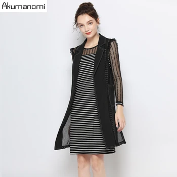 

Plus Size Dresses For Women 4xl 5xl 6xl Two Piece Set Autumn Spring Top And Dress Black Striped 2 Piece Sets Womens Outfits