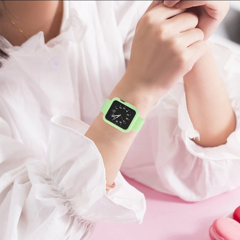 Цветной силиконовый чехол для Apple watch series 5 4 3 2 1 цветной защитный iWatch 38 42 40 44 мм