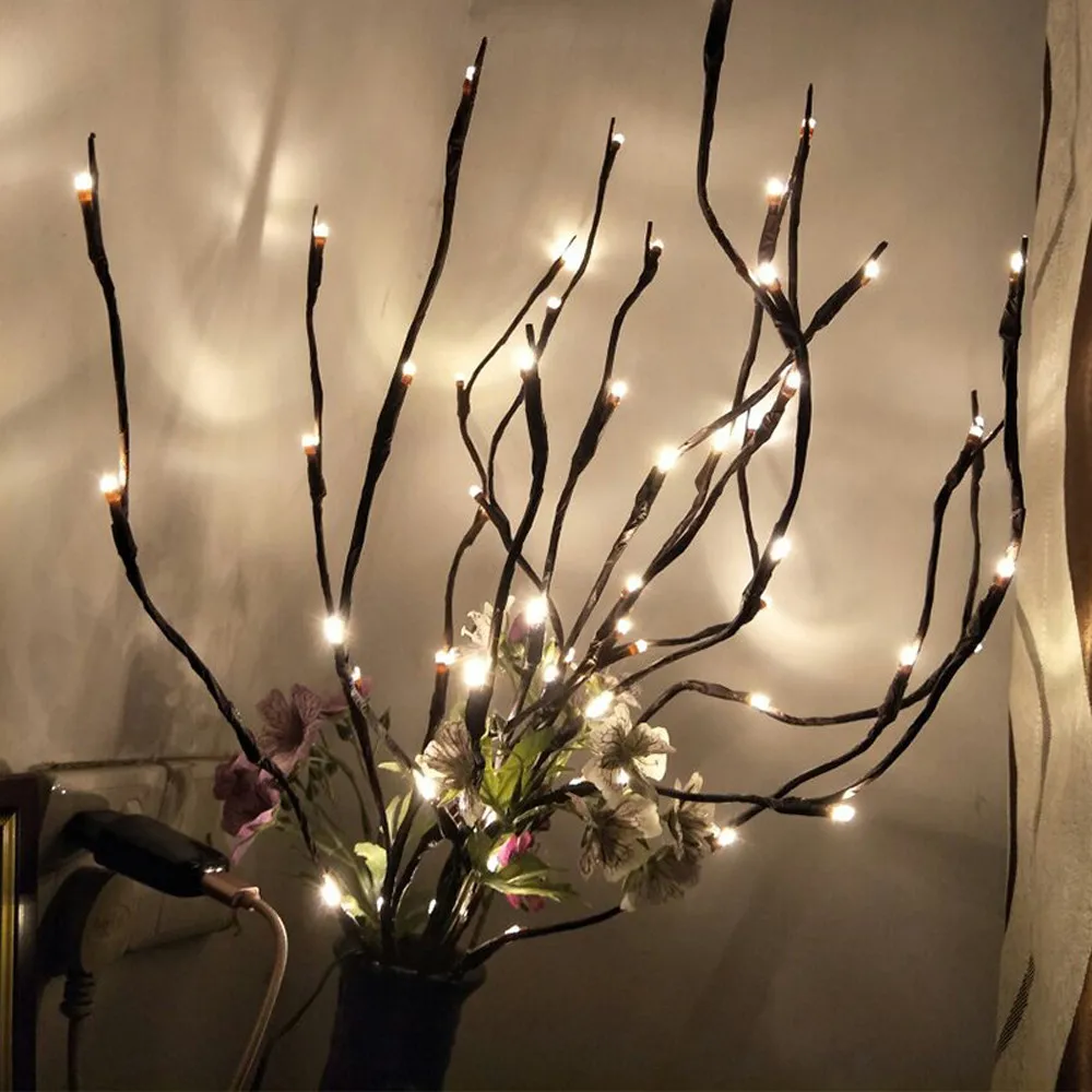 20 лампочек светодиодный светильник "Ветка ивы" на батарейках натуральная Высокая Ваза Наполнитель ивовая веточка освещенная ветка для дома# T2