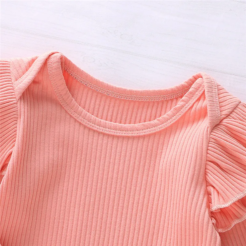 Baby girl clothes Infant Baby Girls Ruffles Solid Romper Bodysuit+Floral Pants+Headband Outfits ubranka dla niemowlat #4J25 (16)