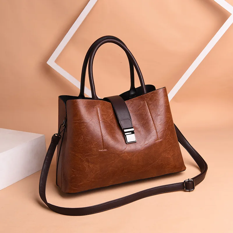 

Bag Women's 2019 New Style Fashion Middle-aged WOMEN'S Leather Bags Hand Shoulder Bag Korean-style Large-Volume Crossbody Bag