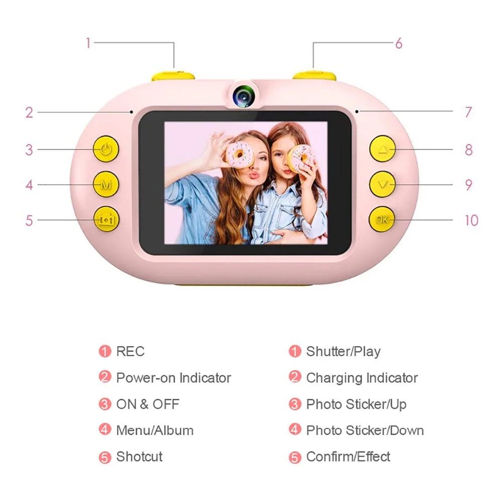 Мини SLR двойной цифровой фотоаппарат со съемным объективом 1080P 8MP мультфильм ребенок видео рекордер IP68 Водонепроницаемая электронная