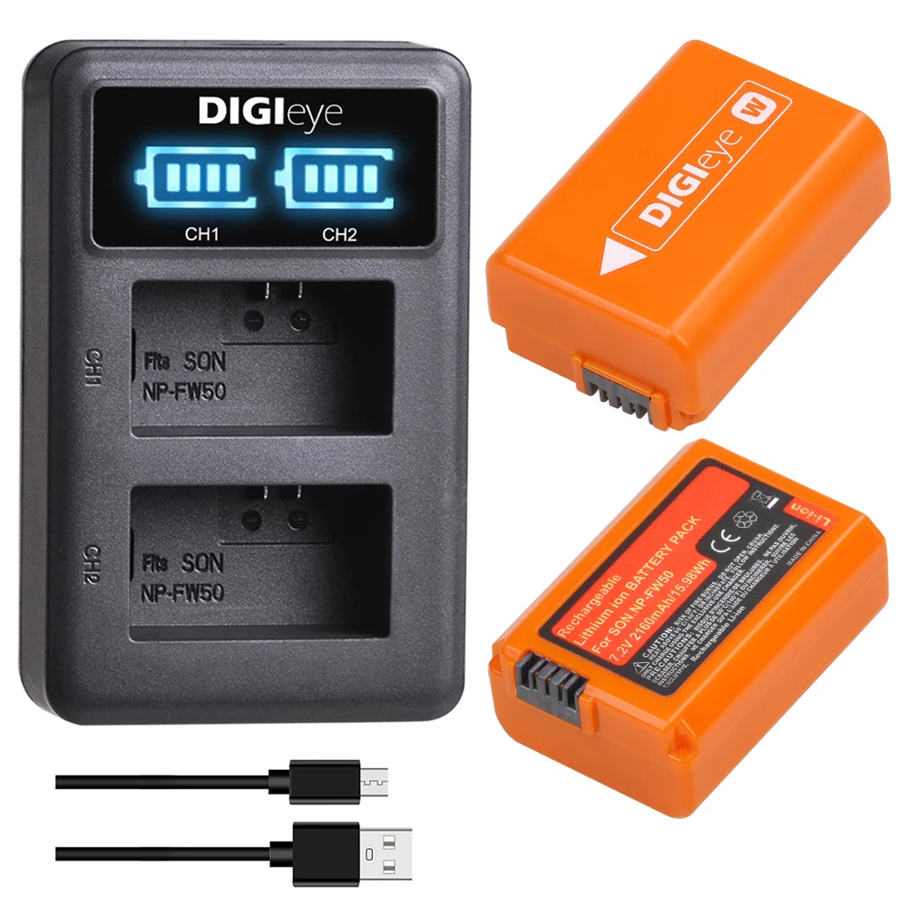 Np-Fw50 Batterie Npfw50 + Caricatore Doppio Led Per Sony Slt-A55 A33 A55 A37 A3000 A5000 A5100 A6000 A6300 A7S A7 A7S Ii